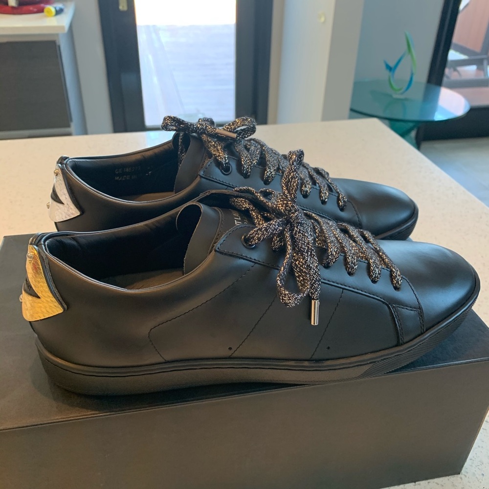 Saint Laurent L01 Men's Dual-Lip Black Sneakers